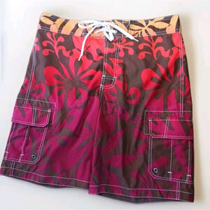 Merona Men’s Tropical Swim Trunks Size M Rainbow Hombre Floral Board Shorts